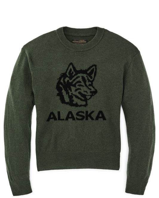 Women's Graphic Wool Sweater - Olive